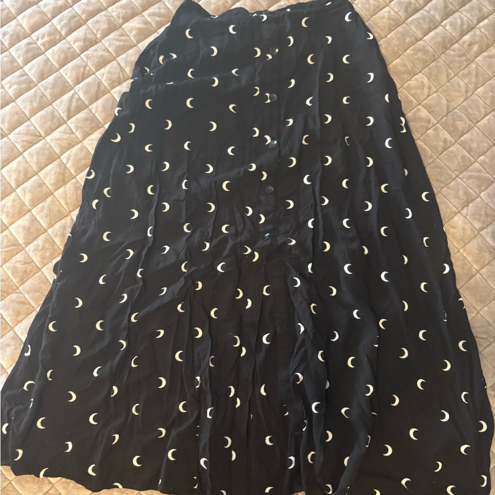 Hot Topic Black Maxi Skirt with Moon Pattern